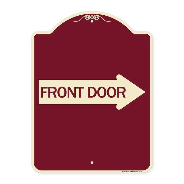 Signmission Front Door With Right Arrow Heavy-Gauge Aluminum Architectural Sign, 24" x 18", BU-1824-24389 A-DES-BU-1824-24389 - main
